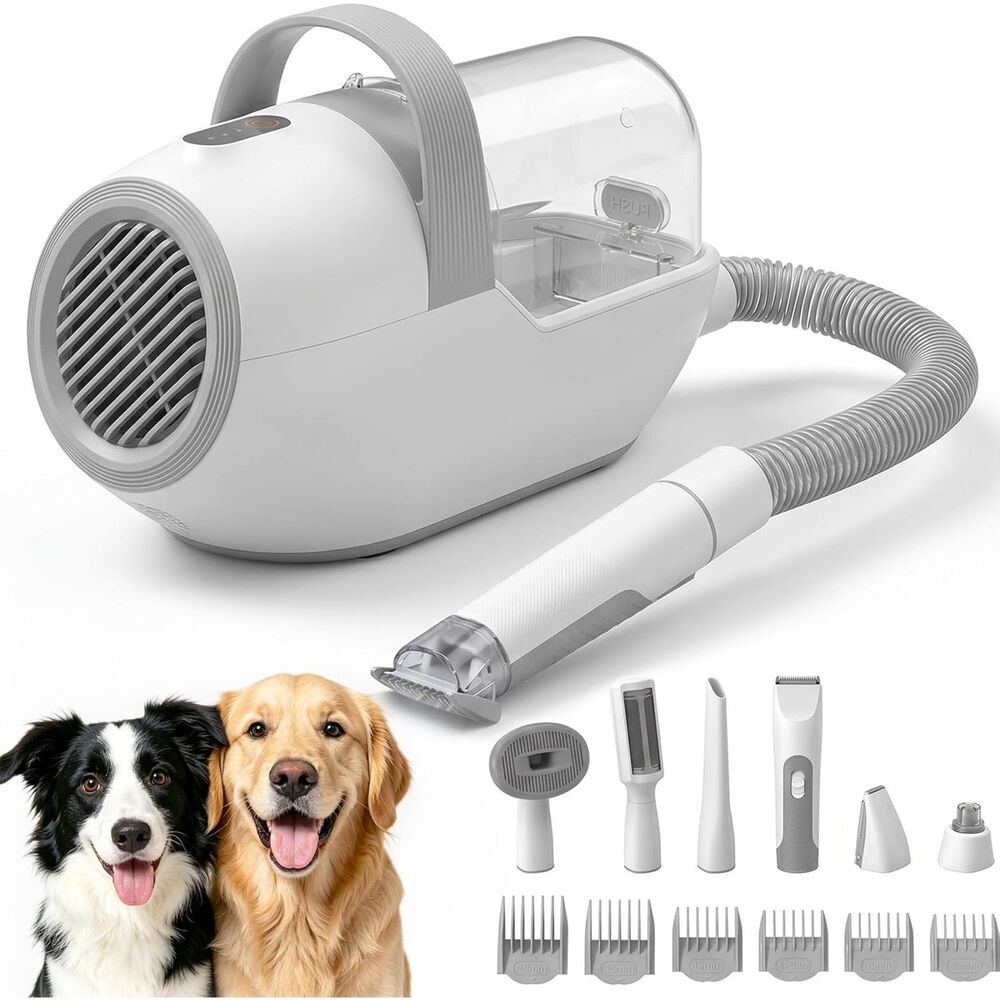 NEW Dog Grooming Vacuum 6-in-1 Kit w/ Clippers, Nail Grinder, 2L Cup White
